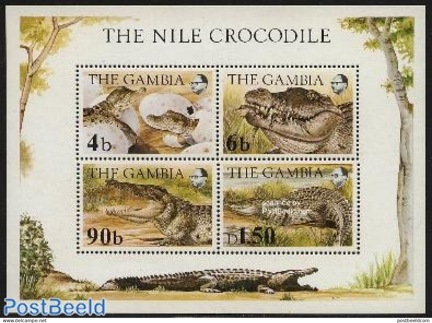 Gambia 1984 Nile Crocodile S/s, Mint NH, Nature - Animals (others & Mixed) - Crocodiles - Reptiles - Gambie (...-1964)