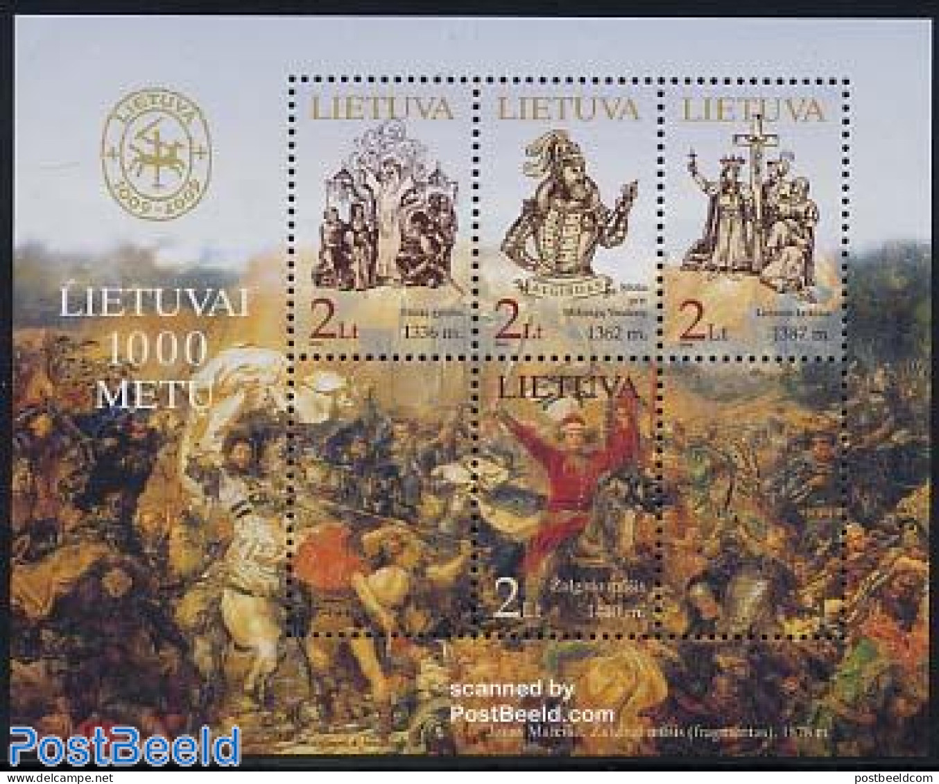 Lithuania 2004 1000 Years Lithuania S/s, Mint NH, History - Nature - History - Kings & Queens (Royalty) - Horses - Koniklijke Families
