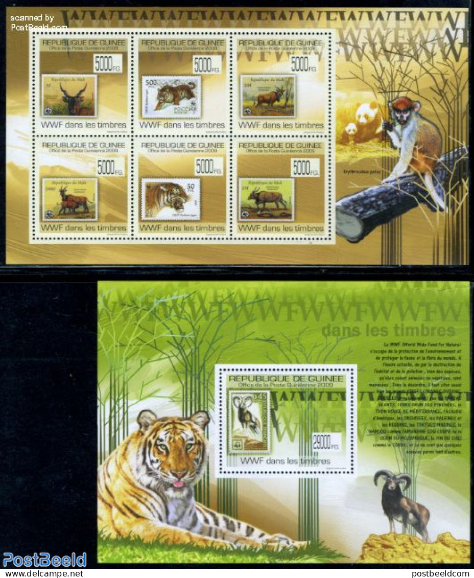 Guinea, Republic 2009 WWF On Stamps 7v (2 S/s), Mint NH, Nature - Cat Family - World Wildlife Fund (WWF) - Stamps On S.. - Stamps On Stamps