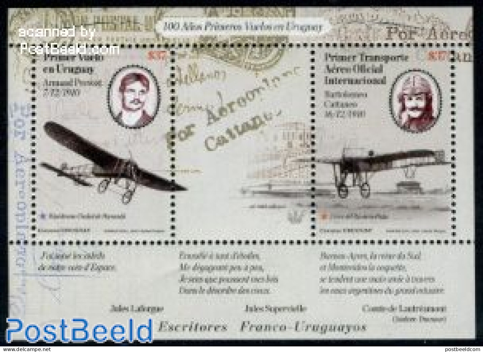 Uruguay 2010 First Flight S/s, Mint NH, Transport - Aircraft & Aviation - Airplanes