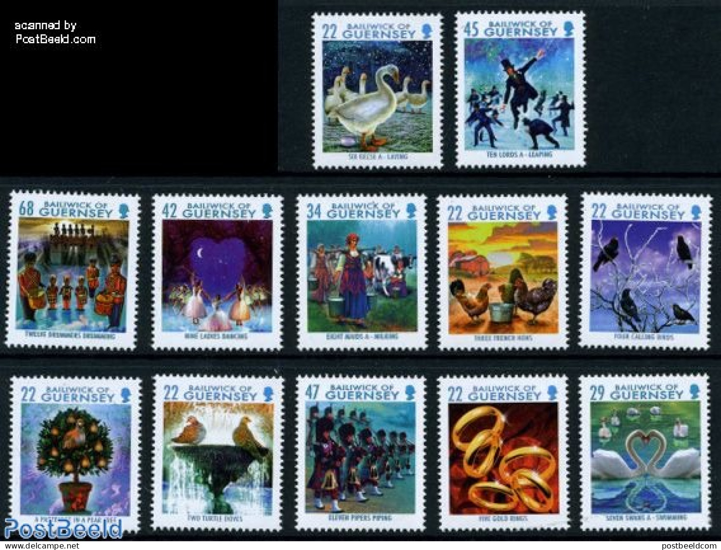 Guernsey 2006 The Twelve Days Of Christmas 12v, Mint NH, Religion - Christmas - Weihnachten