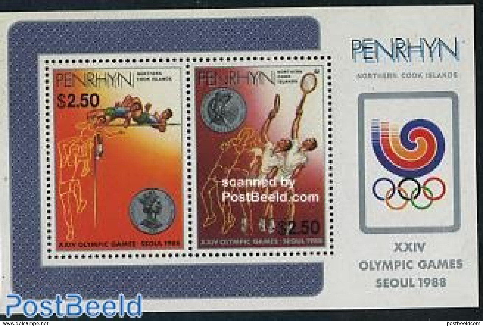 Penrhyn 1988 Olympic Games Seoul S/s, Mint NH, Sport - Athletics - Olympic Games - Tennis - Leichtathletik