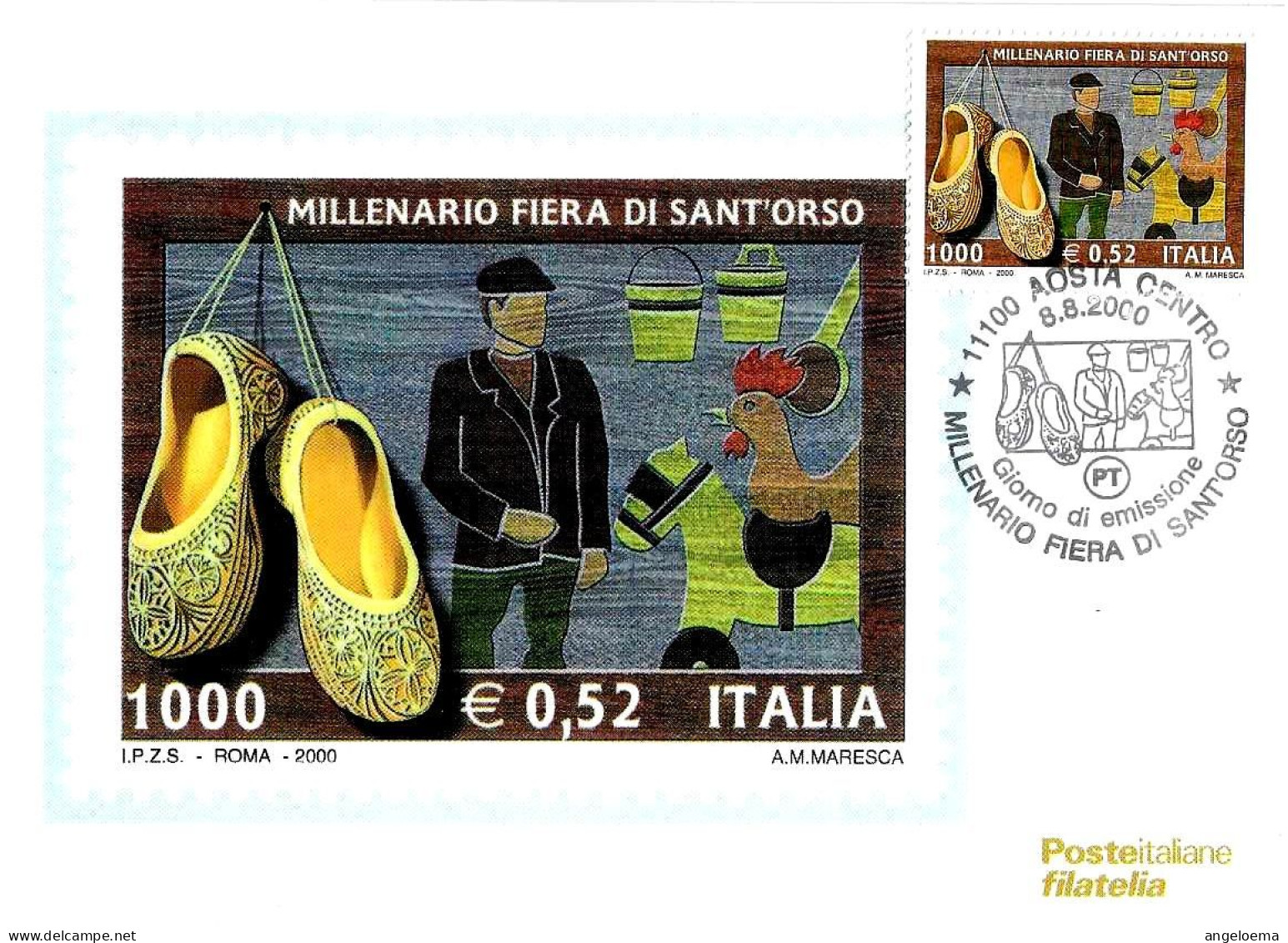 ITALIA ITALY - 2000 AOSTA Millenario Fiera Di SANT'ORSO Annullo Fdc Su Cartolina PT - 3243 - Sin Clasificación