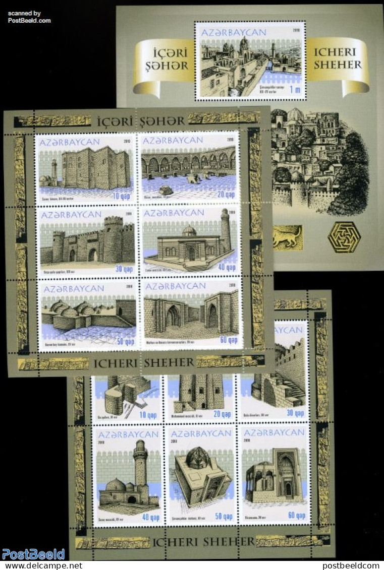 Azerbaijan 2010 Old Cities 13v (3 S/s), Mint NH, Art - Castles & Fortifications - Schlösser U. Burgen