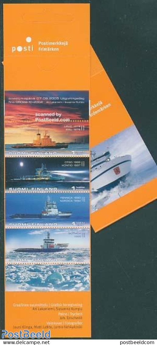 Finland 2005 Ice Breaker Ships 4v In Booklet, Mint NH, Transport - Various - Stamp Booklets - Ships And Boats - Lighth.. - Ongebruikt