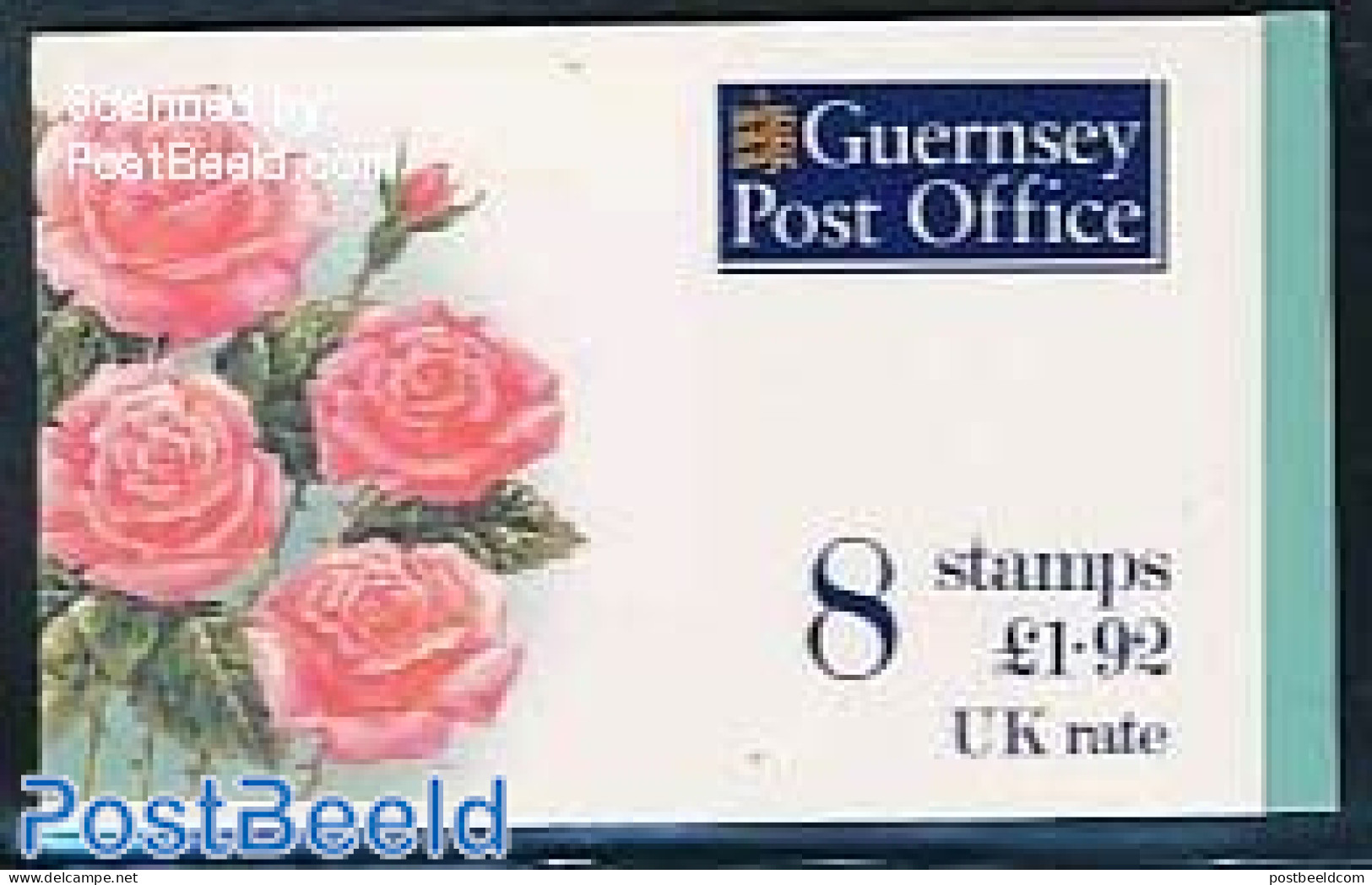 Guernsey 1993 Flowers Booklet (8x24p), Mint NH, Nature - Flowers & Plants - Roses - Stamp Booklets - Unclassified