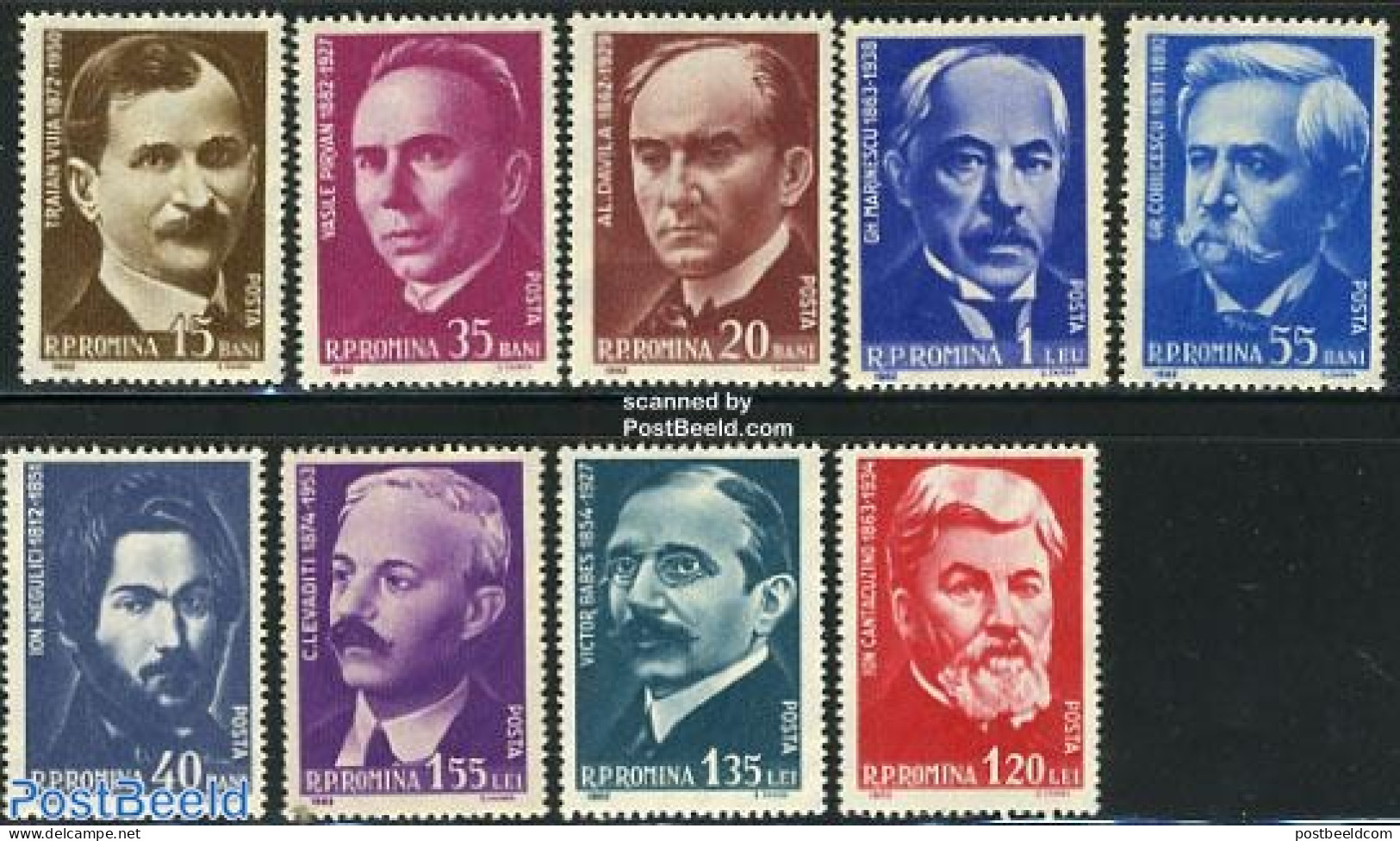 Romania 1962 Famous Persons 9v, Mint NH, Health - Transport - Health - Aircraft & Aviation - Art - Authors - Self Port.. - Nuevos