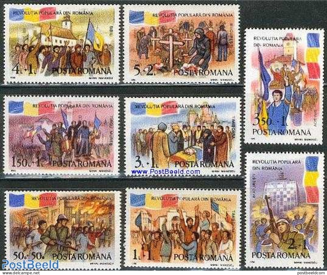 Romania 1990 Uprising Anniversary 8v, Mint NH, History - Transport - History - Fire Fighters & Prevention - Neufs