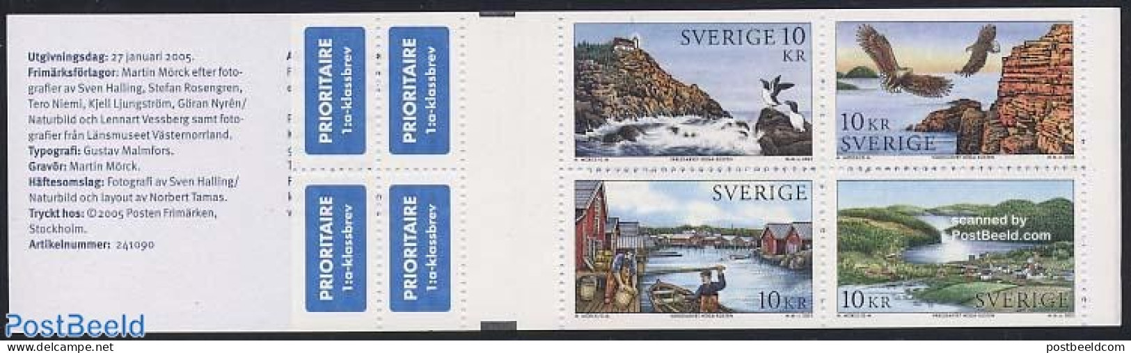 Sweden 2005 High Coast 4v In Booklet, Mint NH, Nature - Transport - Various - Birds - Stamp Booklets - Ships And Boats.. - Ongebruikt