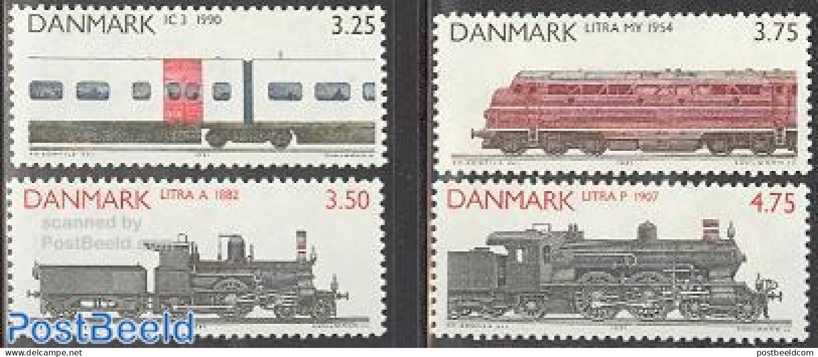 Denmark 1991 Locomotives 4v, Mint NH, Transport - Railways - Unused Stamps
