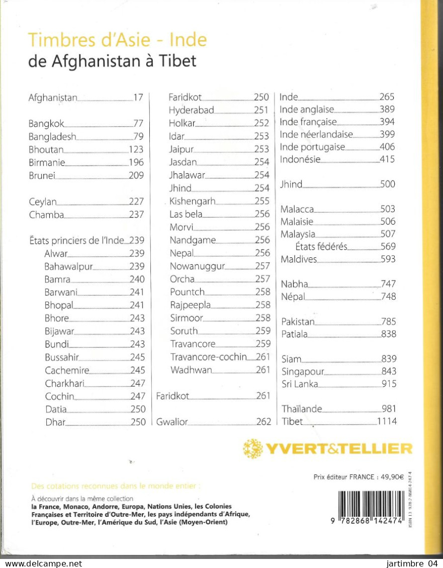 2015 CATALOGUE Yvert Et Tellier Asie Inde, Afghanistan à Tibet ,port France : 10.15 - Andere & Zonder Classificatie