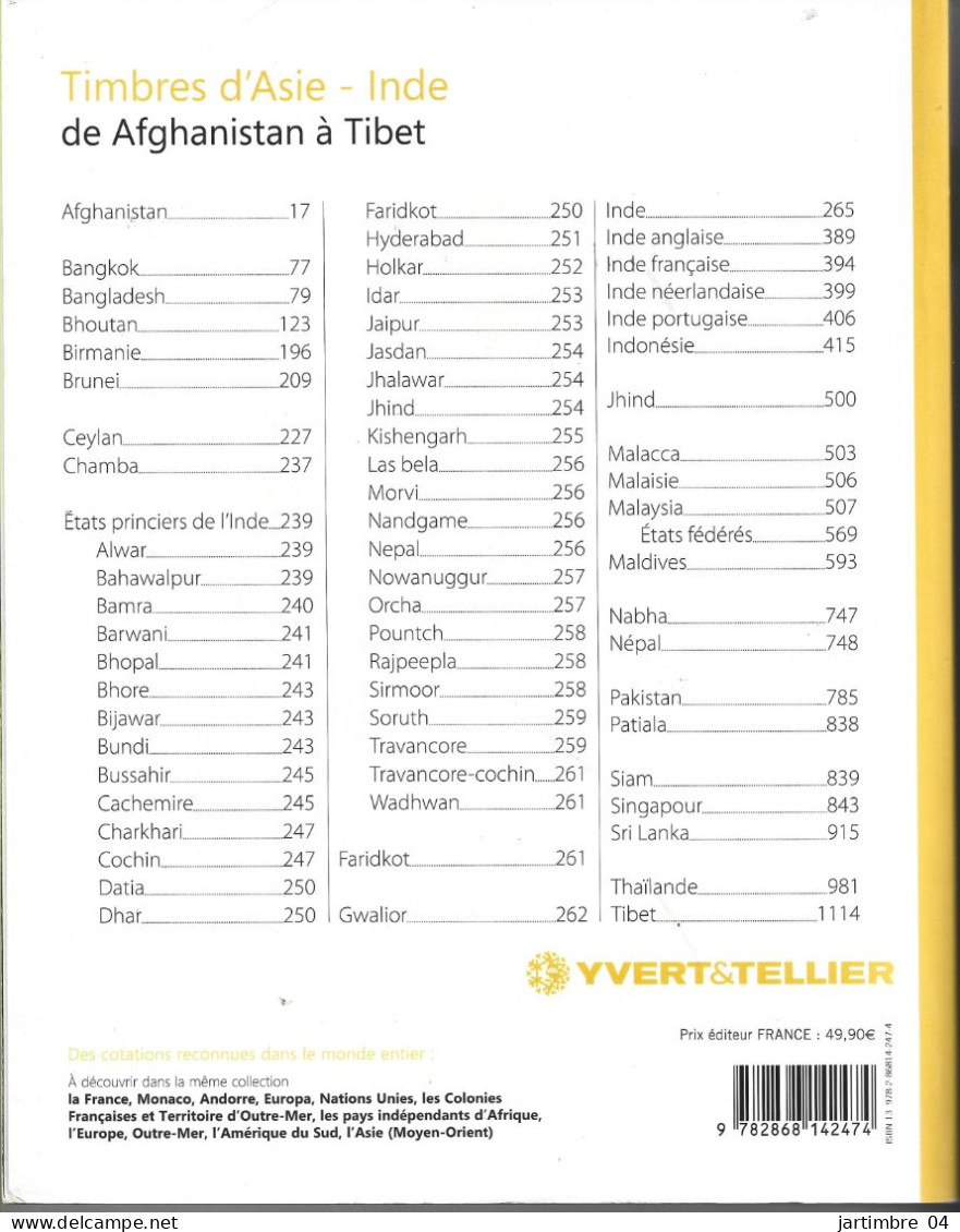 2015 CATALOGUE Yvert Et Tellier Asie Inde, Afghanistan à Tibet ,port France : 10.15 - Otros & Sin Clasificación