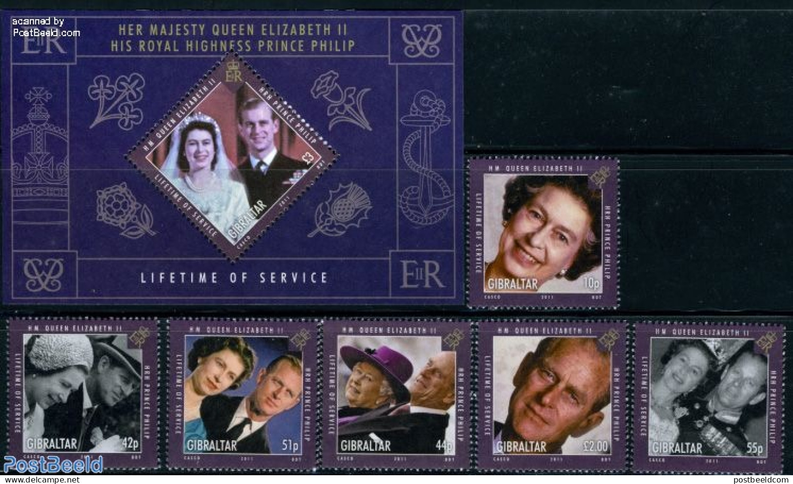 Gibraltar 2011 A Lifetime Of Service 6v+s/s, Mint NH, History - Kings & Queens (Royalty) - Koniklijke Families