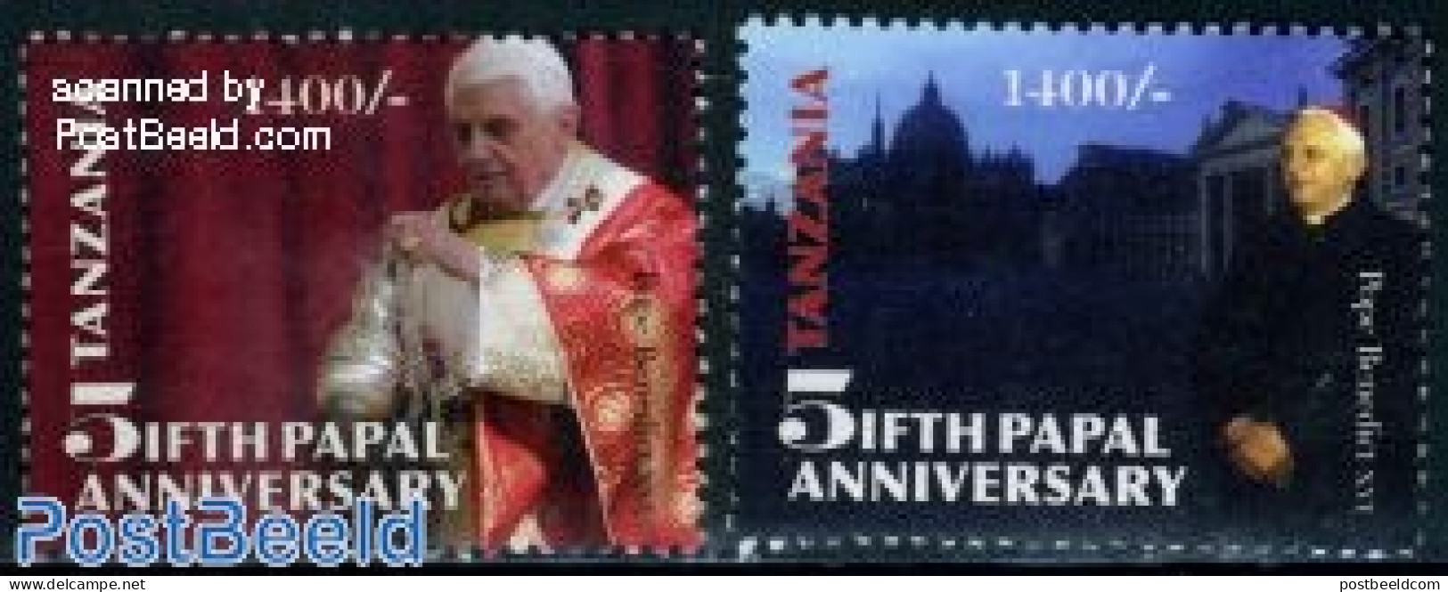 Tanzania 2010 Pope Bendedict XVI 2v, Mint NH, Religion - Pope - Religion - Päpste