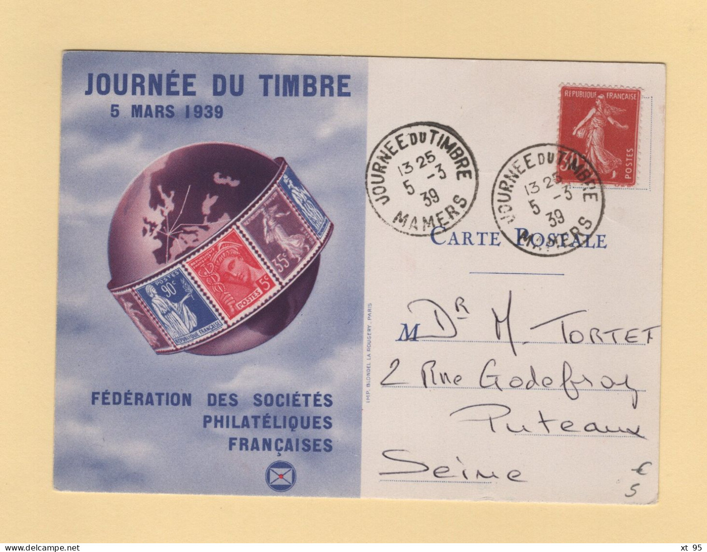 Journee Du Timbre - 1939 - Mamers - 1921-1960: Modern Period