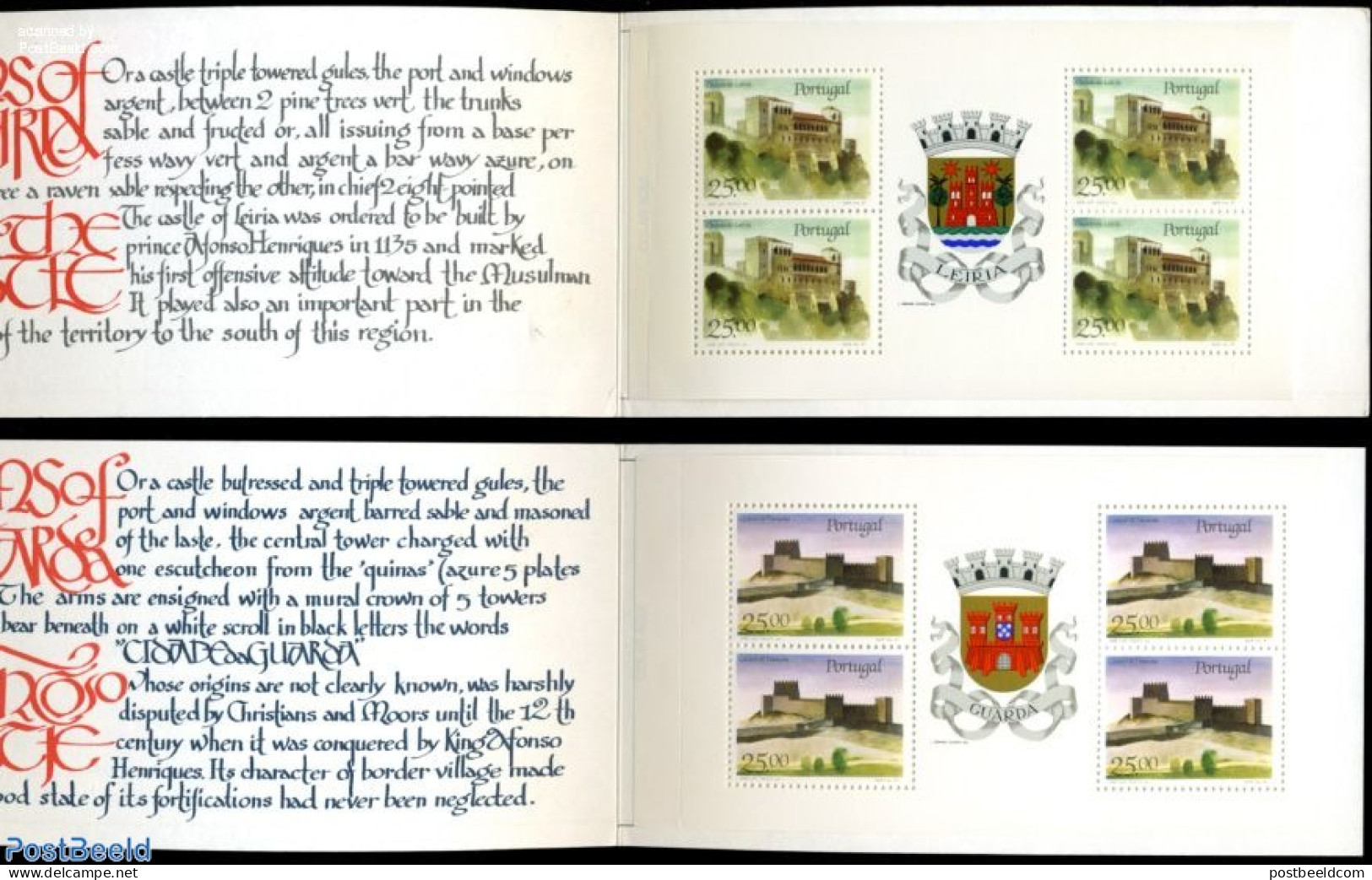 Portugal 1987 Castles, 2 Booklets, Mint NH, Stamp Booklets - Art - Castles & Fortifications - Ongebruikt