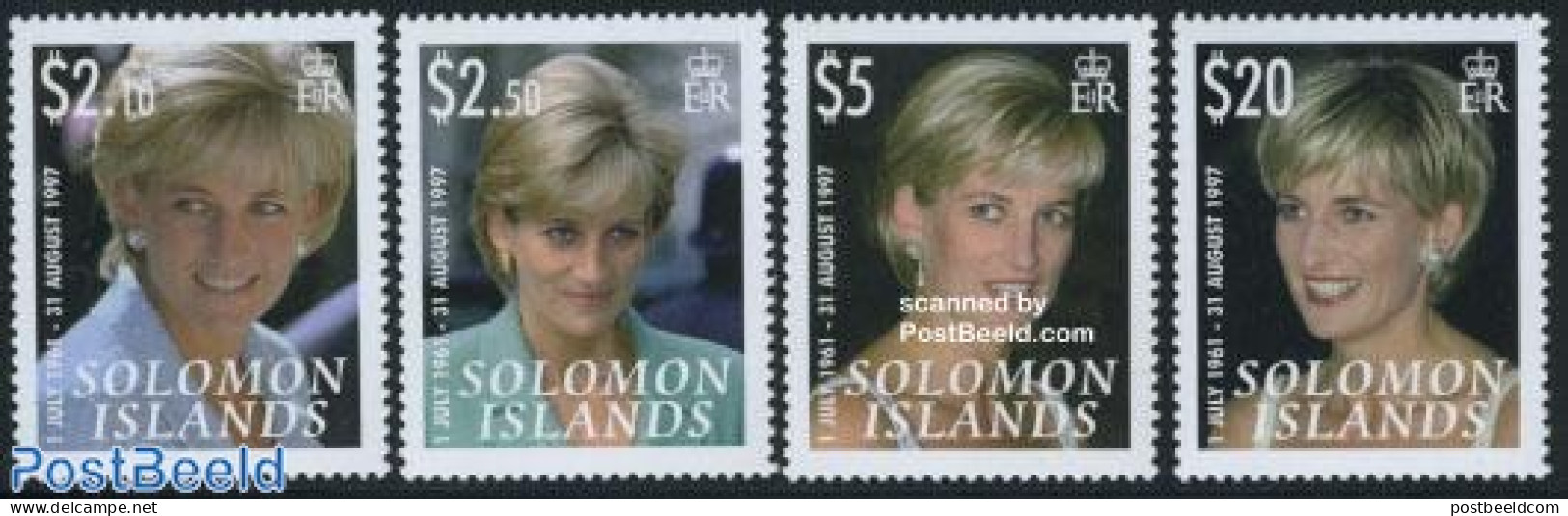 Solomon Islands 2007 Death Of Diana 4v, Mint NH, History - Charles & Diana - Kings & Queens (Royalty) - Koniklijke Families