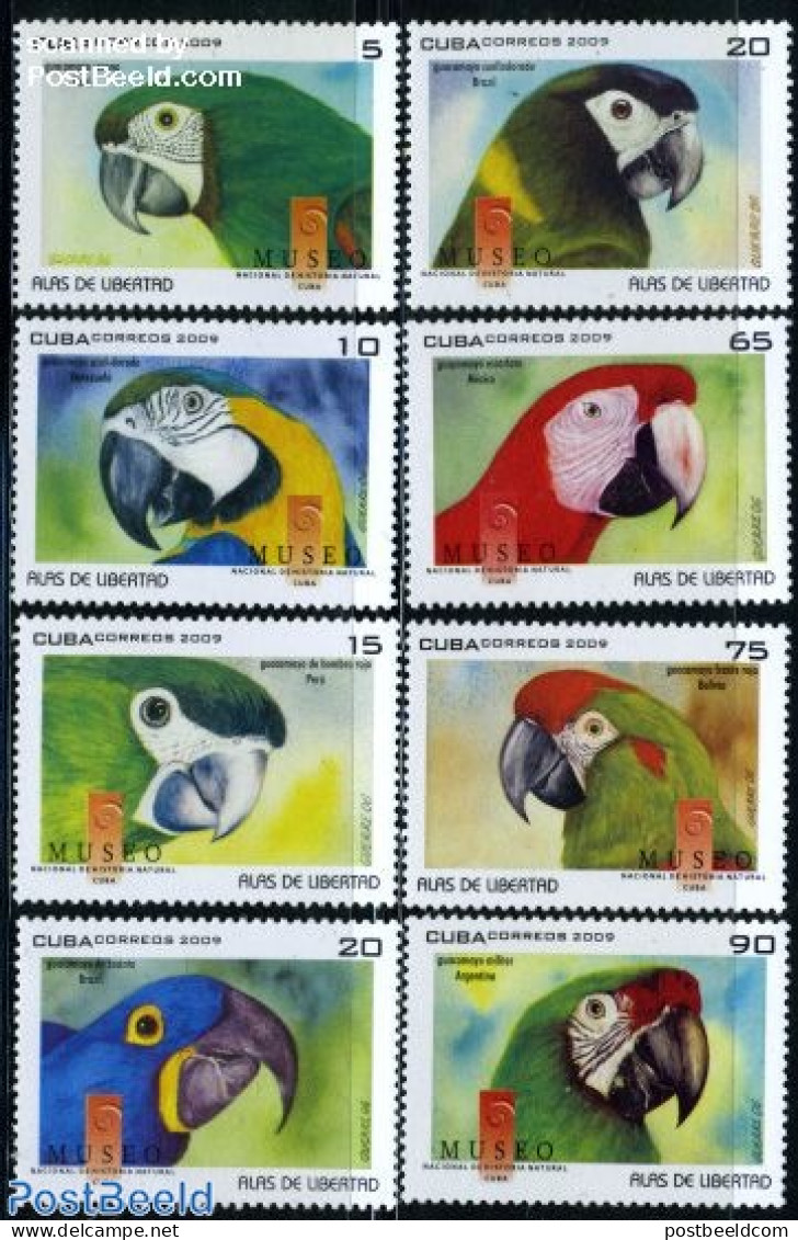 Cuba 2009 Parrots 8v, Mint NH, Nature - Birds - Parrots - Unused Stamps