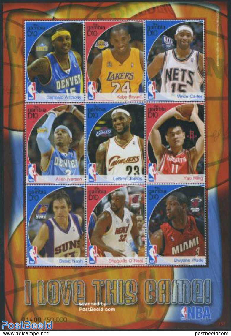Gambia 2007 Basketball 9v M/s, Mint NH, Sport - Basketball - Sport (other And Mixed) - Basketball