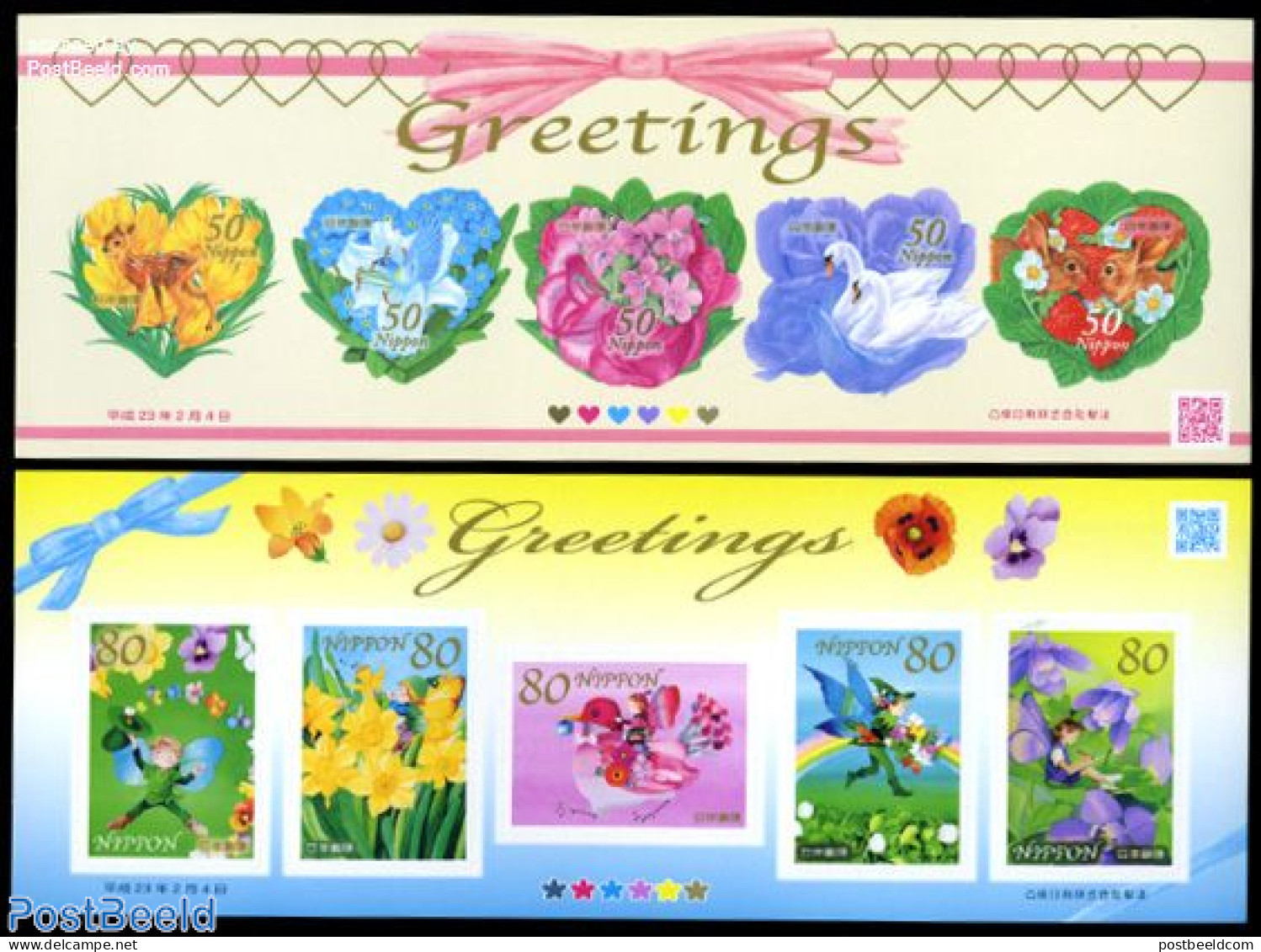 Japan 2011 Spring Greetings 10v S-a (2 M/s), Mint NH, Nature - Various - Animals (others & Mixed) - Birds - Deer - Gre.. - Nuevos