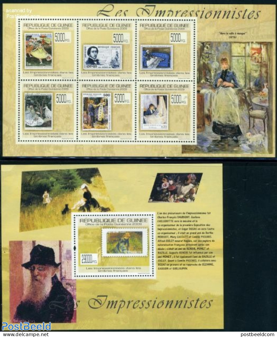 Guinea, Republic 2009 Impressionists On Stamps 2 S/s, Mint NH, Stamps On Stamps - Art - Edgar Degas - Modern Art (1850.. - Timbres Sur Timbres