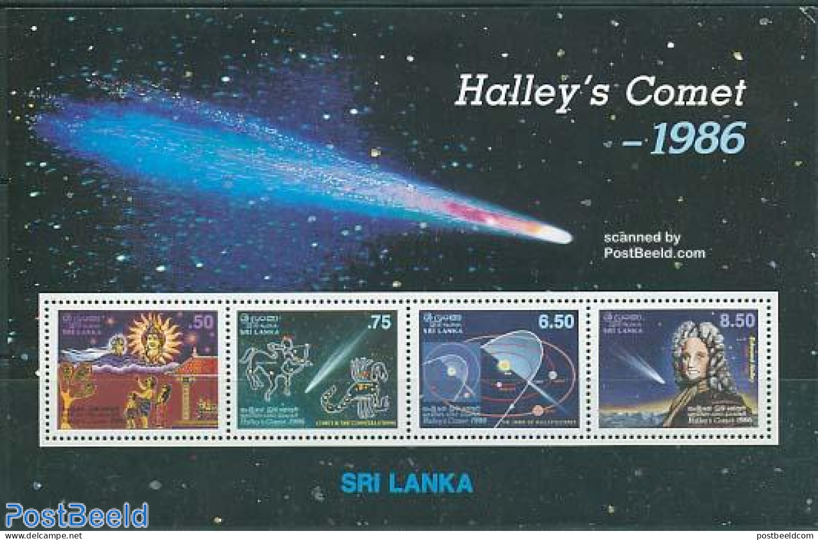 Sri Lanka (Ceylon) 1986 Halleys Comet S/s, Mint NH, Science - Astronomy - Halley's Comet - Astrology
