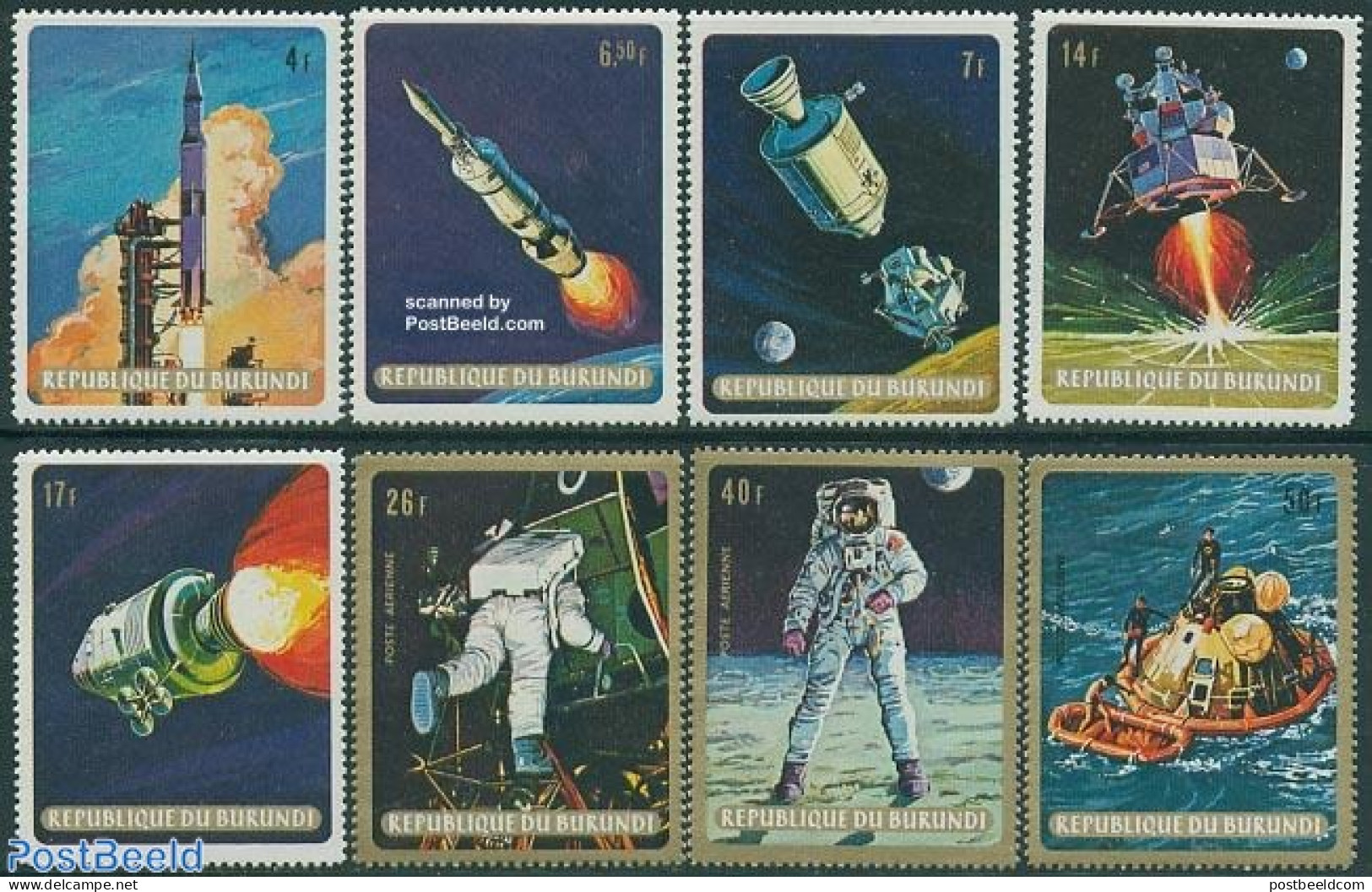Burundi 1969 Apollo 11 8v, Mint NH, Transport - Ships And Boats - Space Exploration - Ships