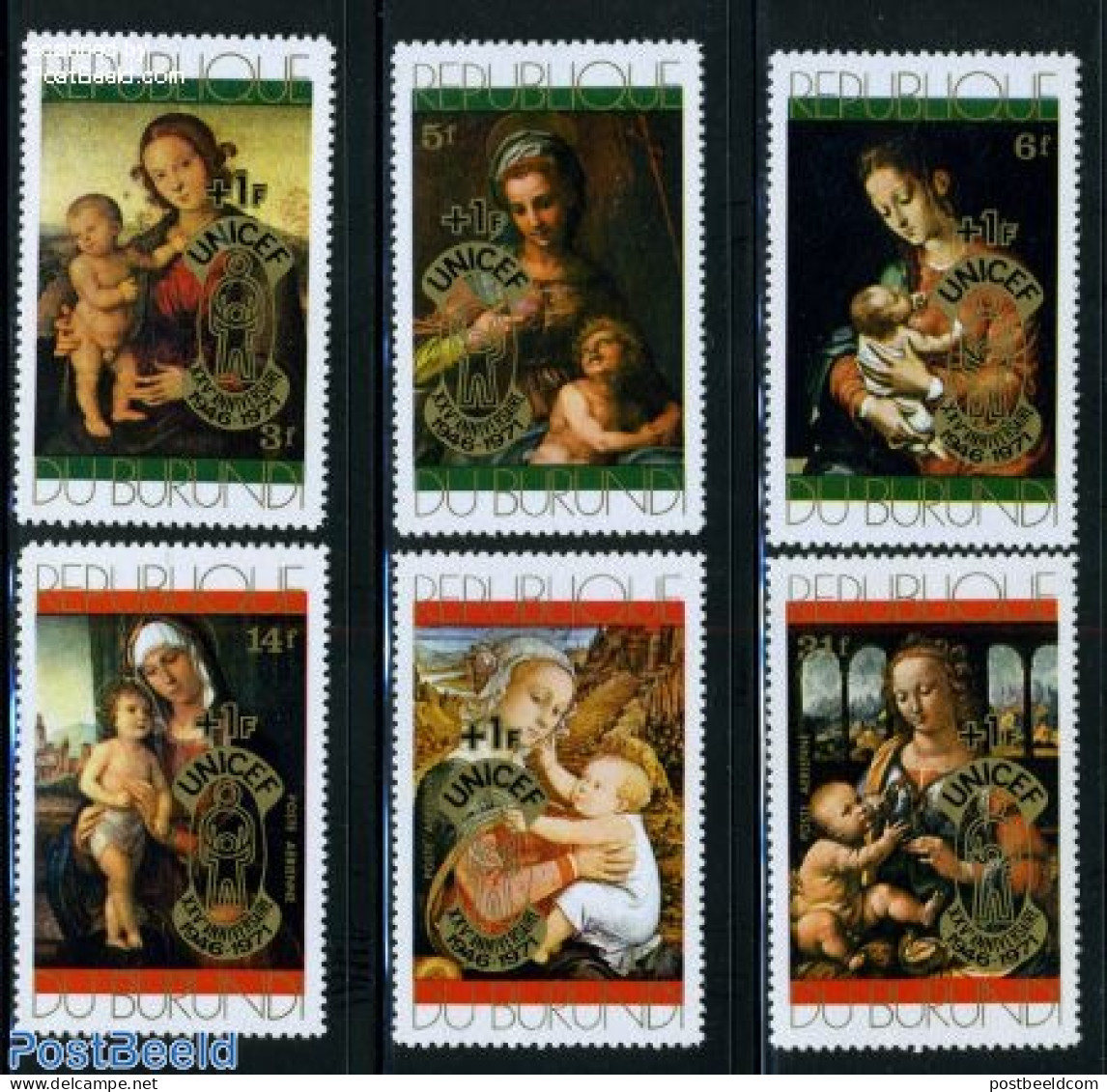 Burundi 1971 UNICEF 6v, Mint NH, History - Religion - Unicef - Religion - Art - Leonardo Da Vinci - Paintings - Sonstige & Ohne Zuordnung