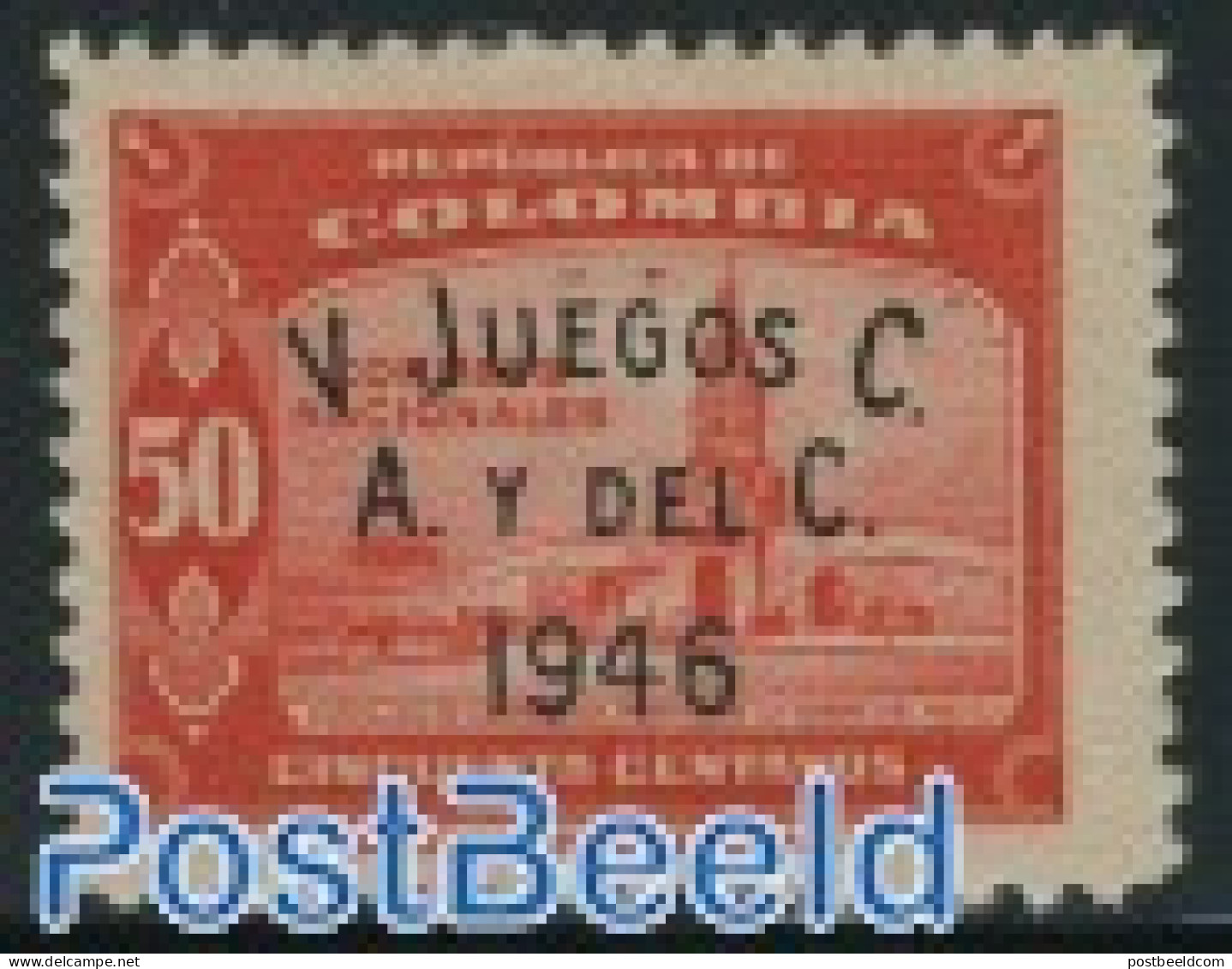 Colombia 1946 V Juegos C. 1v Blackoverprint, Mint NH, Sport - Sport (other And Mixed) - Colombia