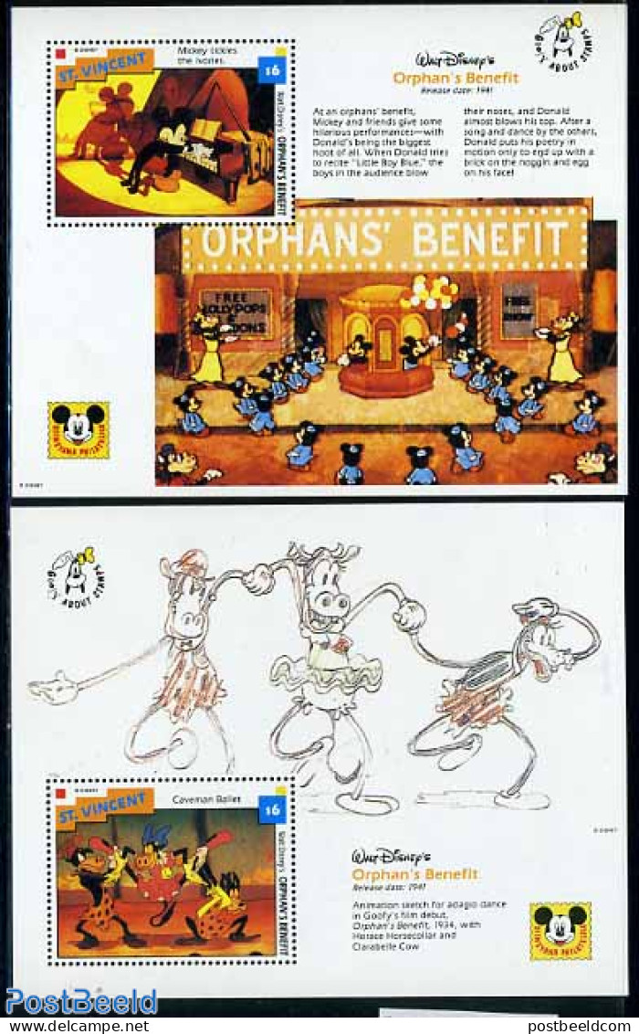 Saint Vincent 1992 Orphans Benefit 2 S/s, Mint NH, Performance Art - Theatre - Art - Disney - Teatro