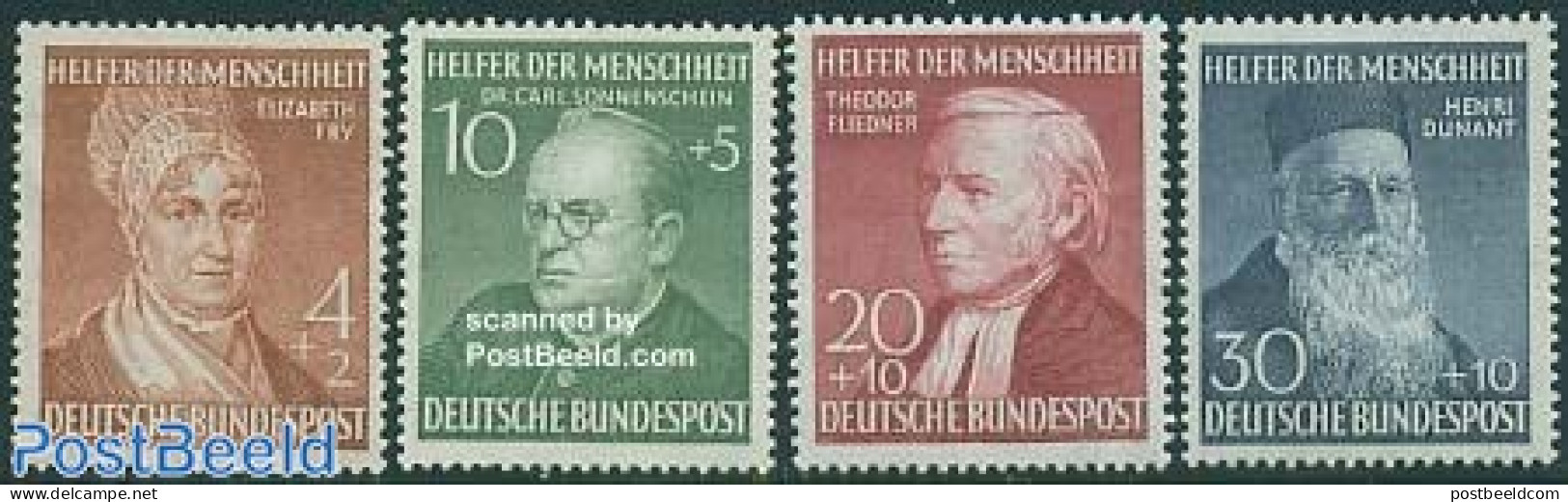 Germany, Federal Republic 1952 Welfare, Famous Persons 4v, Mint NH, Health - Religion - Health - Red Cross - Religion - Unused Stamps