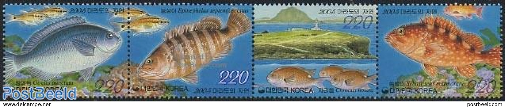 Korea, South 2005 Fish 4v [:::], Mint NH, Nature - Various - Fish - Lighthouses & Safety At Sea - Poissons