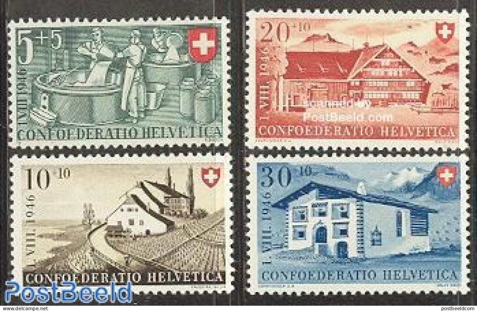 Switzerland 1946 Pro Patria 4v, Mint NH, Health - Nature - Various - Food & Drink - Wine & Winery - Agriculture - Ongebruikt