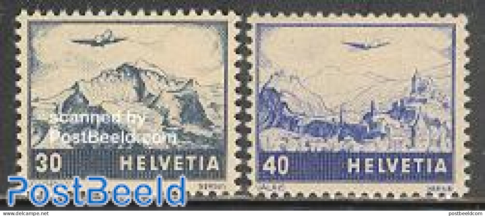 Switzerland 1948 Airmail Definitives 2v, Unused (hinged), Transport - Aircraft & Aviation - Unused Stamps
