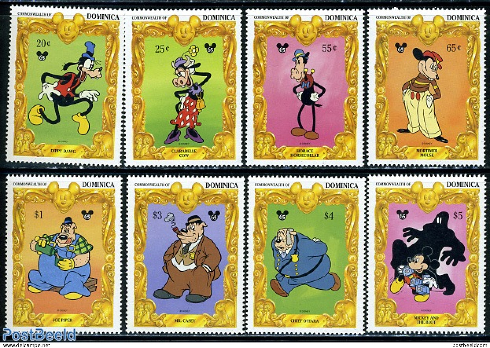 Dominica 1994 65 Years Mickey Mouse 8v, Mint NH, Art - Disney - Disney