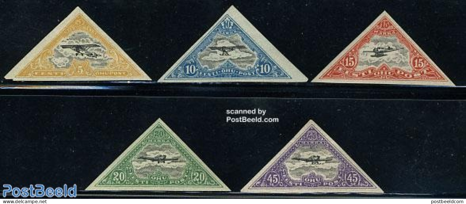 Estonia 1924 Aeroplanes 5v Imperforated, Unused (hinged), Transport - Aircraft & Aviation - Vliegtuigen