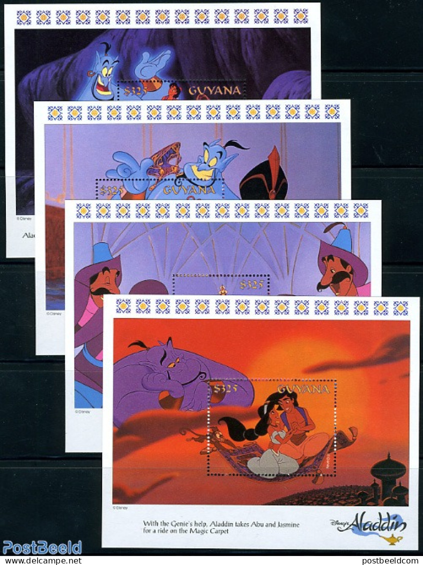 Guyana 1993 Aladdin 4 S/s, Mint NH, Art - Disney - Disney