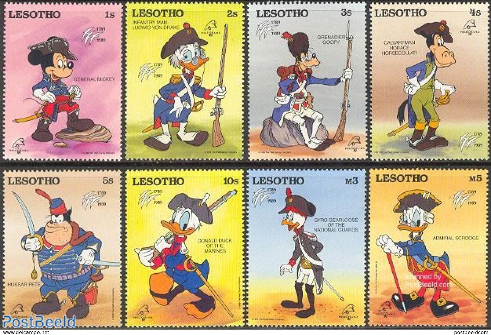 Lesotho 1989 Philexfrance, Disney 8v, Mint NH, Philately - Art - Disney - Disney