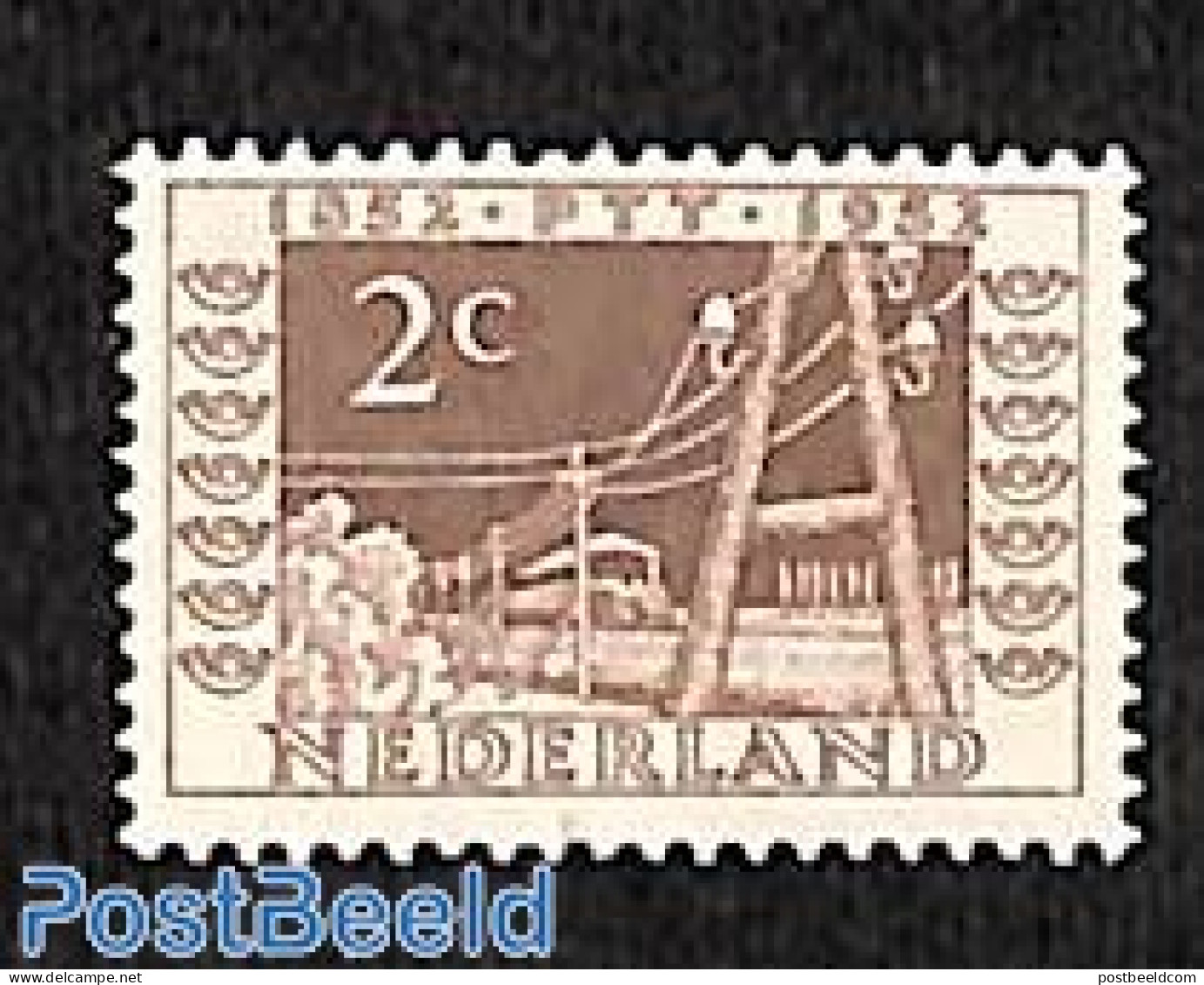 Netherlands 1952 2c Train Around 1852, Unused (hinged), Transport - Railways - Unused Stamps