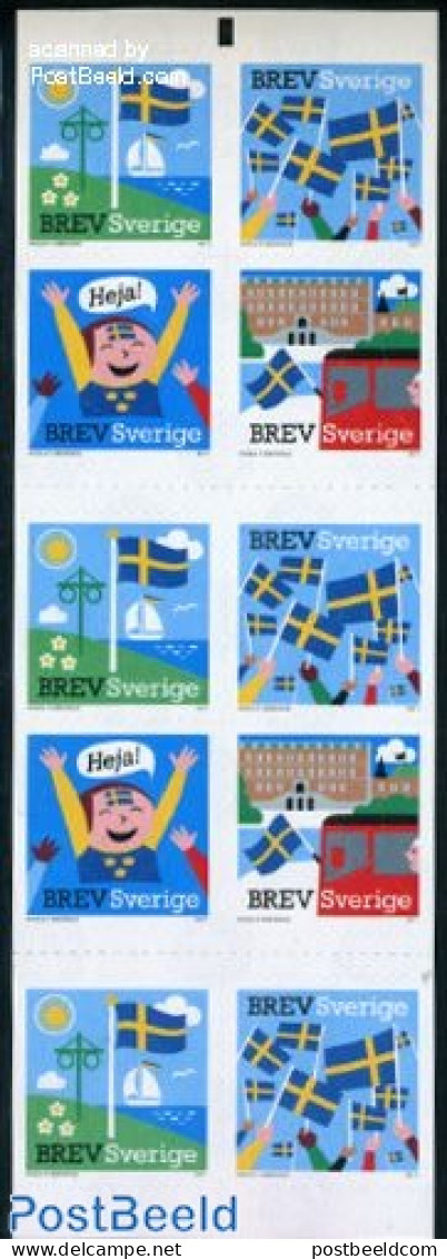 Sweden 2011 Flag Foil Booklet, Mint NH, History - Transport - Flags - Stamp Booklets - Ships And Boats - Ongebruikt