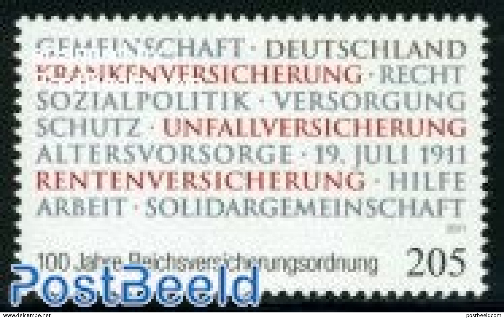 Germany, Federal Republic 2011 National Insurances 1v, Mint NH, Various - Banking And Insurance - Unused Stamps
