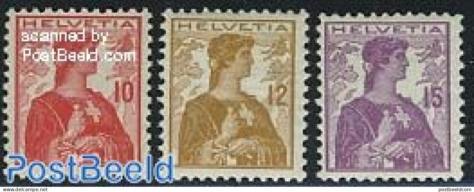 Switzerland 1909 Definitives 3v, Unused (hinged) - Neufs