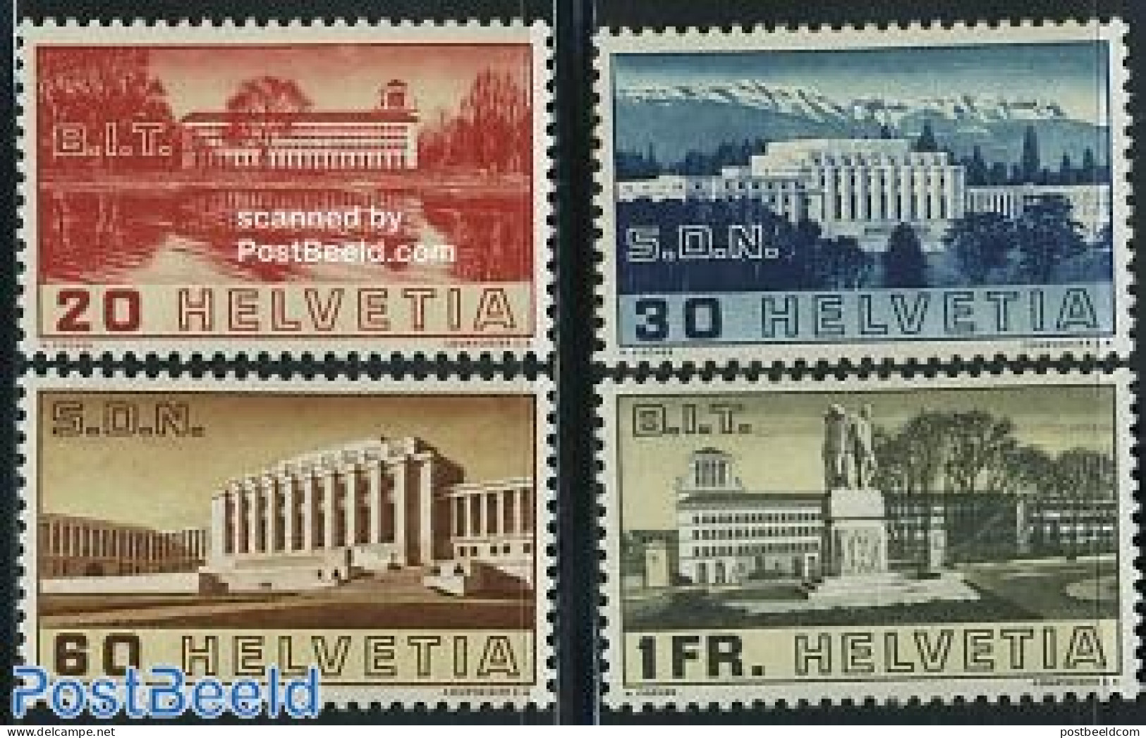 Switzerland 1938 B.I.T., S.D.N. 4v, Mint NH - Neufs