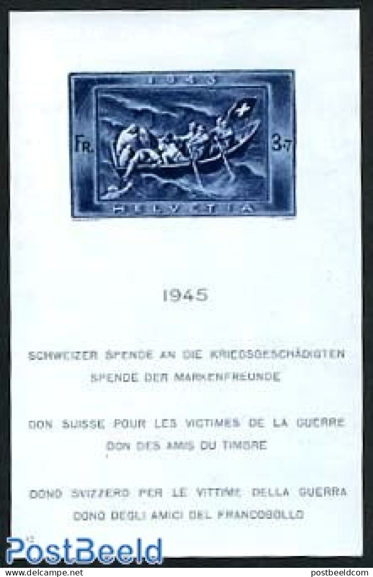Switzerland 1945 War Victims S/s, Mint NH, Transport - Ships And Boats - Ungebraucht