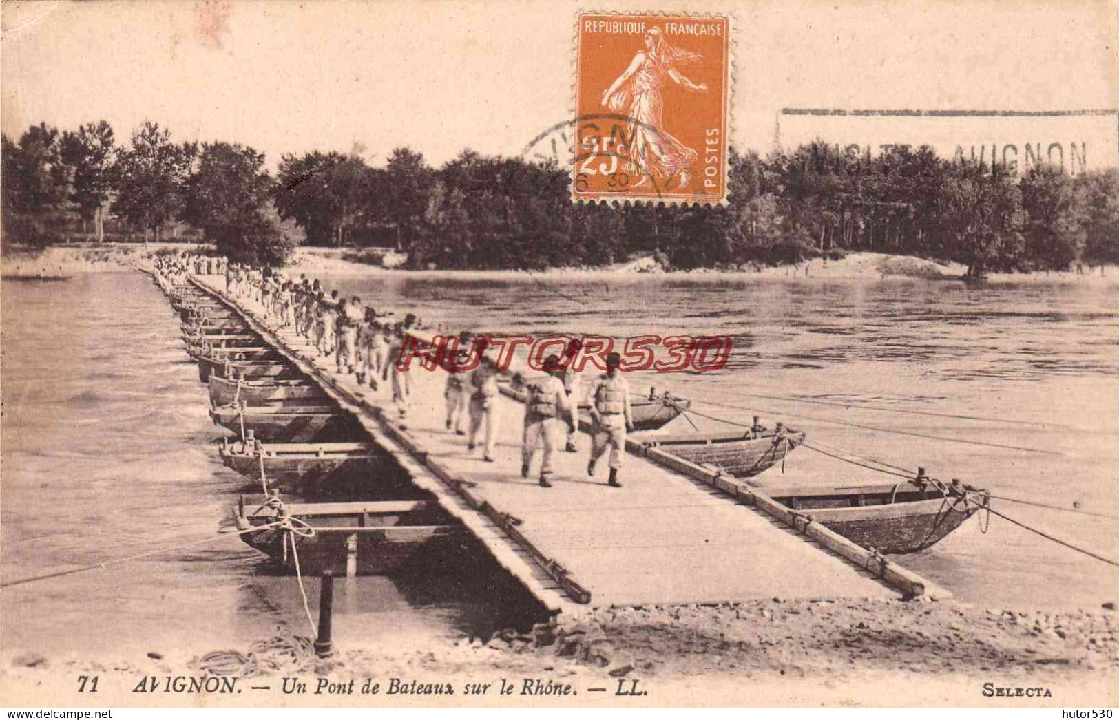 CPA AVIGNON - LE PONT DE BATEAUX SUR LE RHONE - Avignon