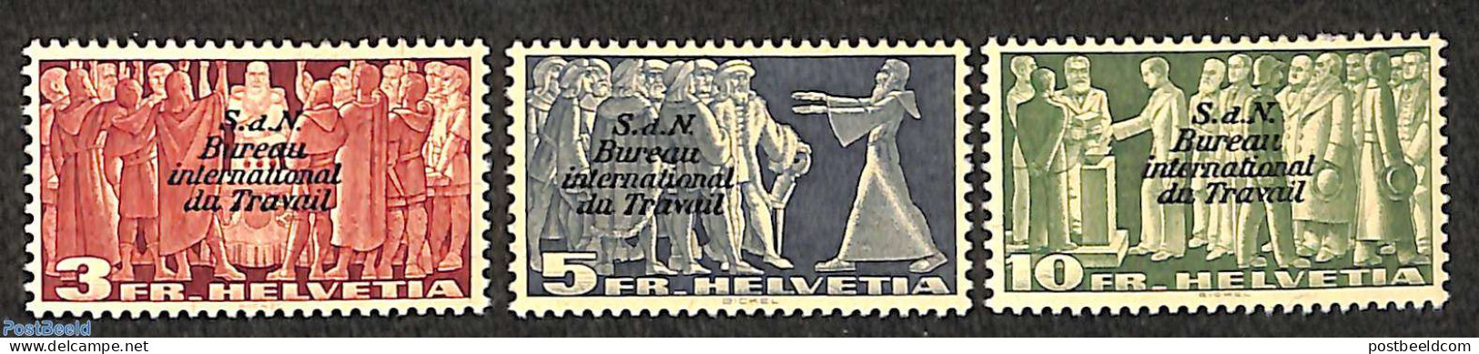 Switzerland 1939 I.L.O. Overprints 3v, Mint NH, History - I.l.o. - Neufs