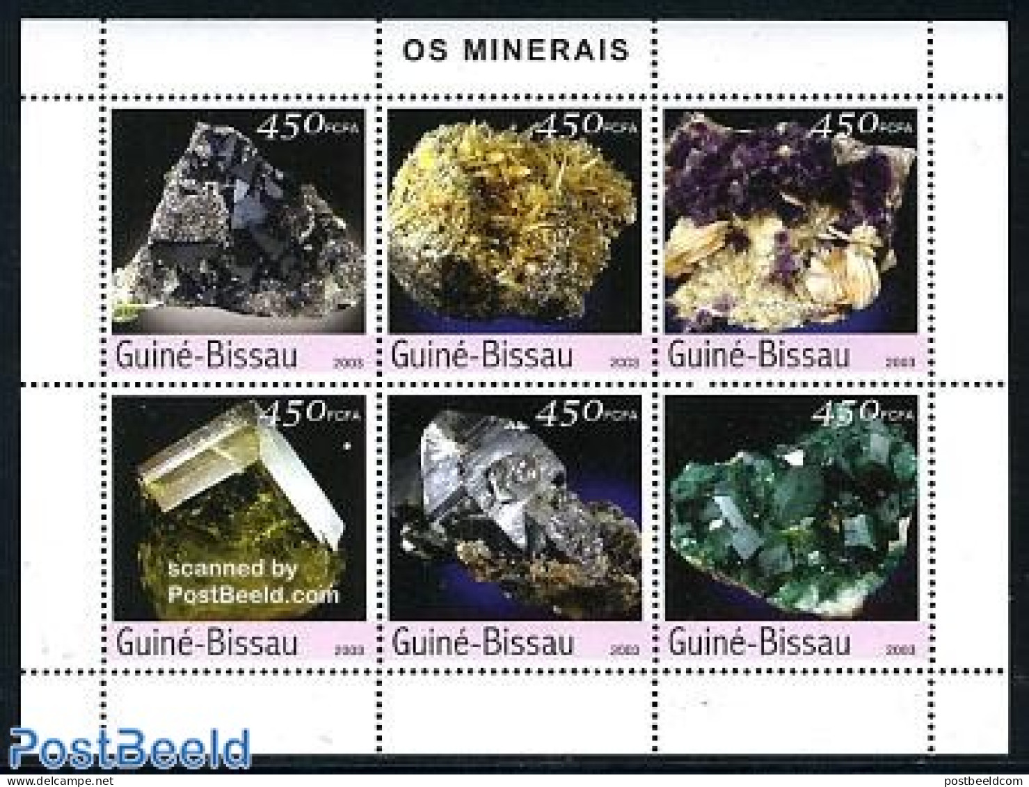 Guinea Bissau 2003 Minerals 6v M/s, Mint NH, History - Geology - Guinea-Bissau