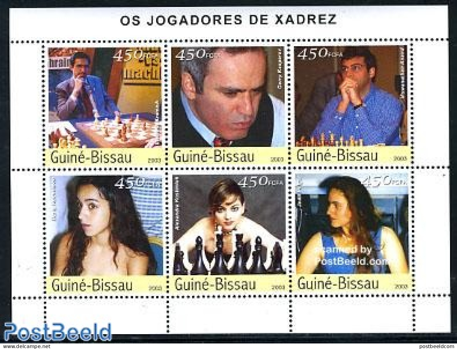 Guinea Bissau 2003 Chess Players 6v M/s, Mint NH, Sport - Chess - Schach