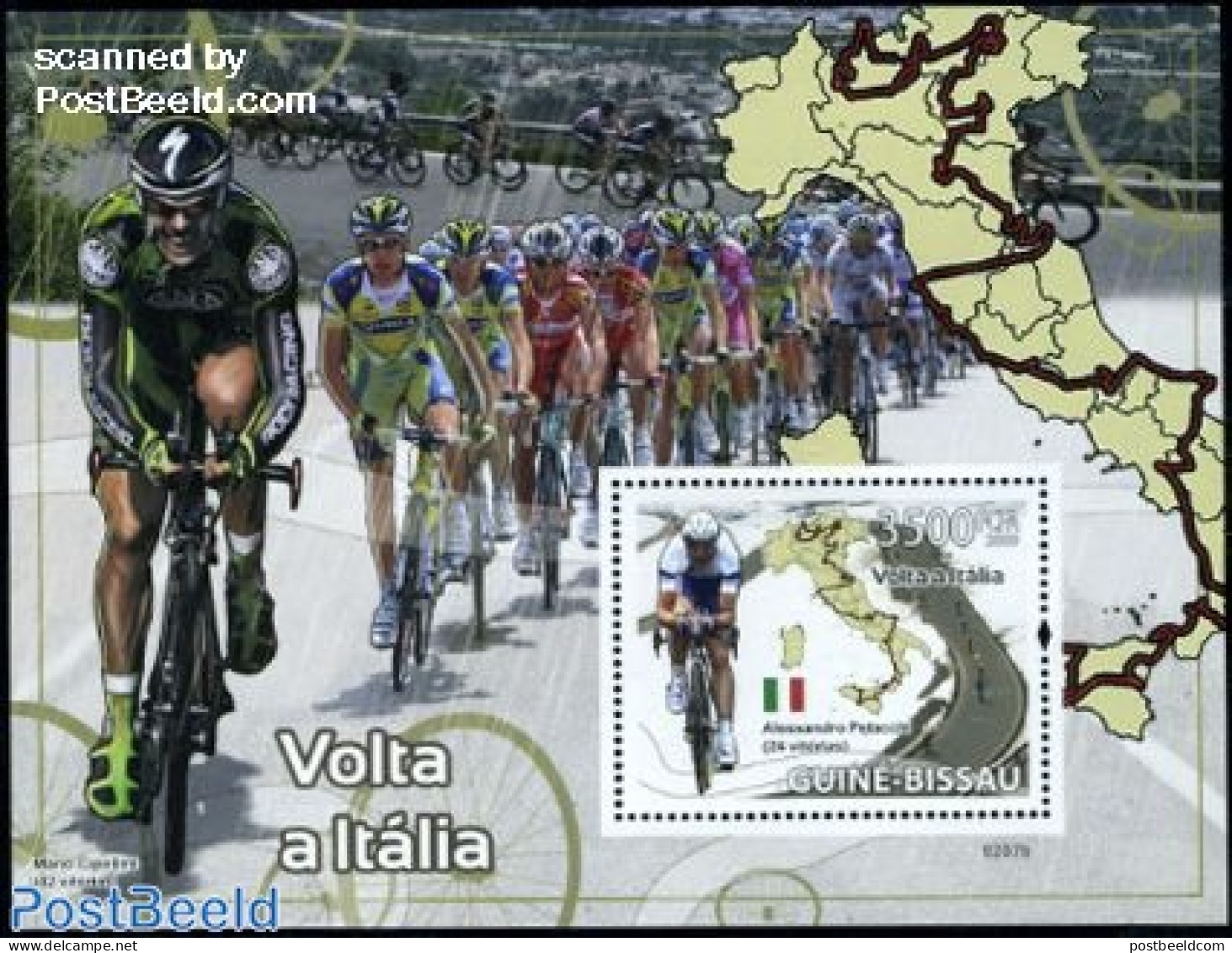 Guinea Bissau 2009 Volta A Italia S/s, Mint NH, Sport - Various - Cycling - Sport (other And Mixed) - Maps - Cycling