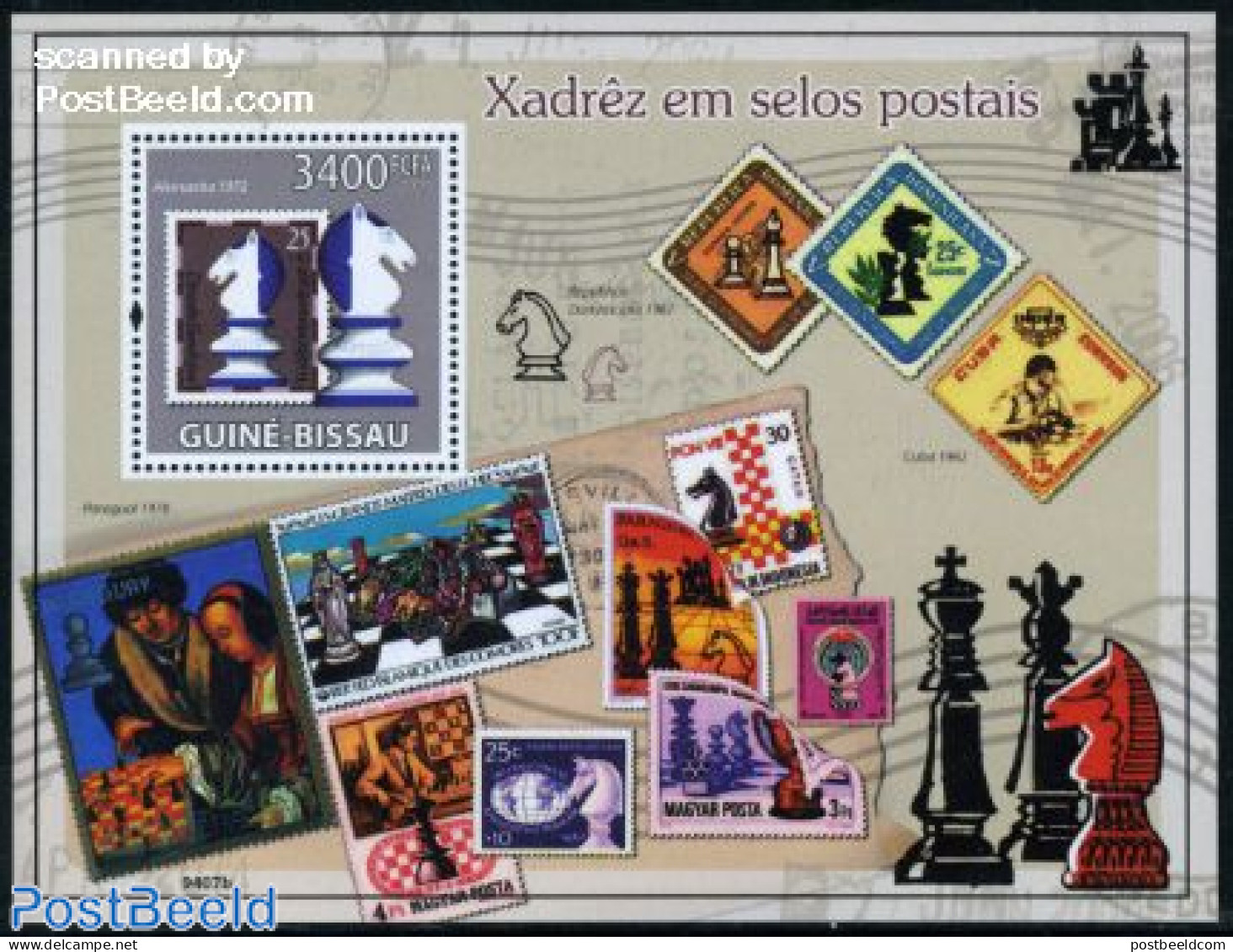 Guinea Bissau 2009 Chess S/s, Mint NH, Sport - Chess - Stamps On Stamps - Schach
